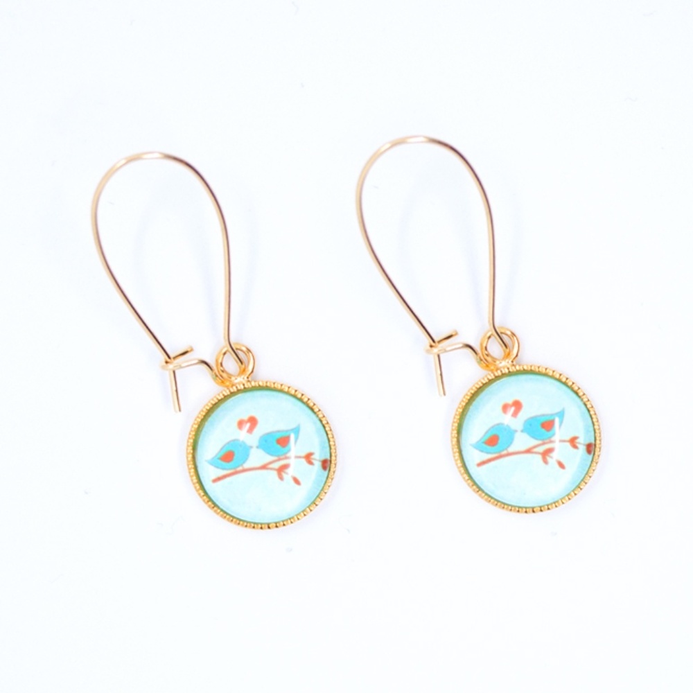 Handmade Love Bird Cute Drop Earrings